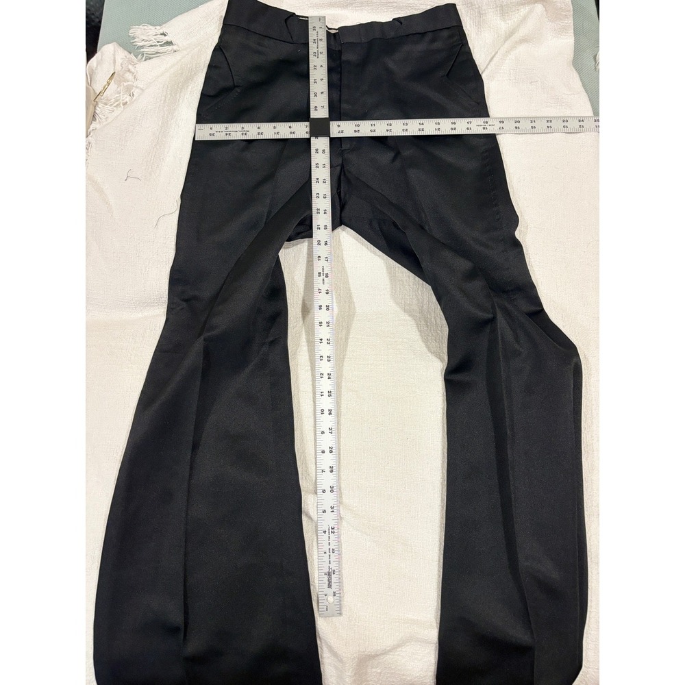 VTG 70s Campus Sharkskin Bell Bottom Pants Mens 28x29 Black Flared Disco - Picture 5 of 9